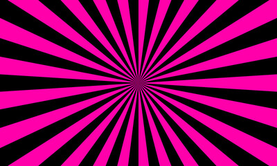 Black pink color burst background. Rays background in retro style. Vector.