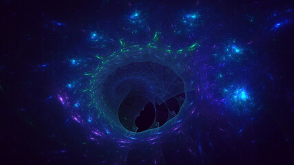 3D rendering abstract blue fractal light background