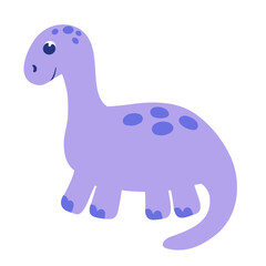 Cute little baby dinosaur. The vector illustration is isolated on a white background. Dinosaur icon in flat style for designing dino party, children holiday