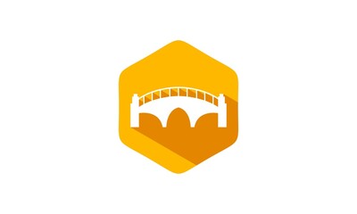 Arched bridge polygon icon logo