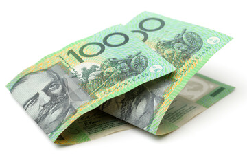 Obraz na płótnie Canvas Australia Dollar, Bank note of Australia on white background