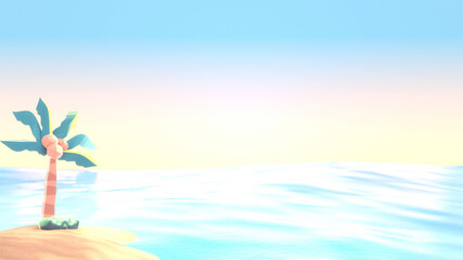 Fototapeta na wymiar Cartoon tropical island and ocean. 3d rendering picture.