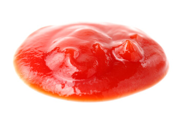 red bottle of Tomato Ketchup on white background