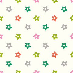 Star background pattern. Fun bright vector seamless repeat design of hand drawn stars. Design resource.