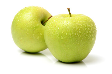 Green apples isolated on white background