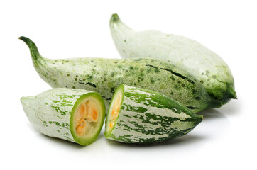 Snake gourd on white background