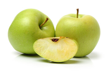 Green apples isolated on white background