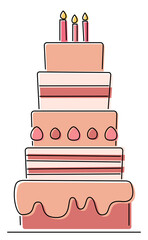 5段重ねのタワーケーキ（チョコレートケーキ）線と塗り