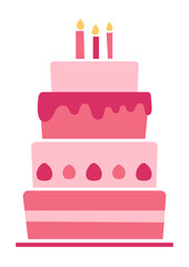 4段重ねのタワーケーキ（ストロベリーケーキ）