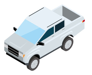Naklejka premium SUV車ピックアップトラック アイソメトリックスの自動車のイラスト 3D立体イラスト白バック