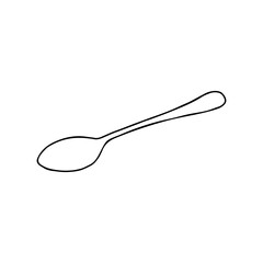 Hand-draw black vector illustration of metallic spoon isolated on a white background