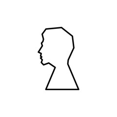 Silhouette men in profile icon. Sketch of male face or human head. Trendy flat isolated symbol sign used for: illustration, outline, logo, mobile, app, design, web, dev, ui, ux, gui. Vector EPS 10 