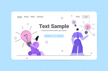 businesspeople team holding light lumps brainstorming creative big idea new project startup business inspiration