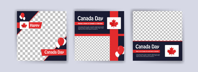 happy canada day greeting card poster. Social media post for canada day greetings.