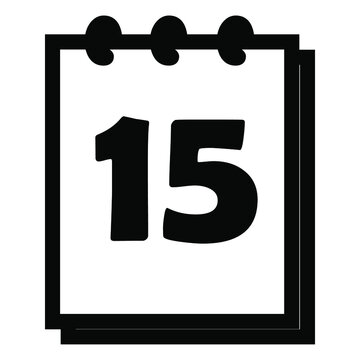 Number 15 - calendar flipping datetime day month  simple flat vector illustration application app logo icon