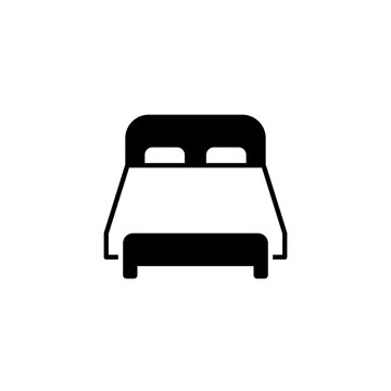 recommend clip art: Icono de cama, silueta negro. Concepto de Hospedaje, dormir, reposar. Ilustración vectorial aislado en fondo blanco