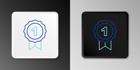 Line Dog award symbol icon isolated on grey background. Medal with dog footprint as pets exhibition winner concept. Colorful outline concept. Vector