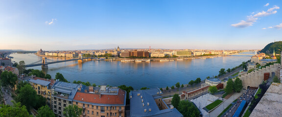 Fototapeta premium panoramic landscape with the city of Budapest - Hungary 06.Jun.2021 It is an image of the city from above