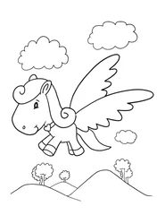 Rolgordijnen Schattige Pegasus Kleurboek Pagina Vector Illustratie Art © Blue Foliage