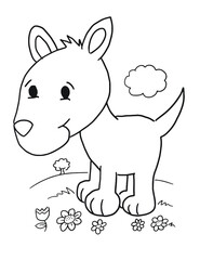 Obraz na płótnie Canvas Cute Puppy Dog Coloring Page Vector Illustration Art