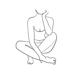 Female Figure One Line Art Prints. Nude Line Drawing. Naked Body Prints for Wall Art, Home Decor, Bedroom or Living Room Art. Vector EPS 10