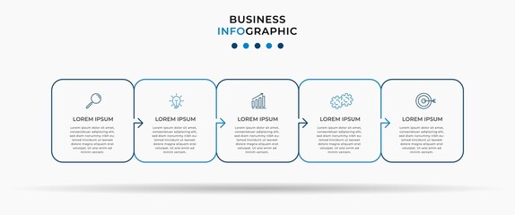 Business Infographic design template Vector with icons and 5 options or steps. Can be used for process diagram, presentations, workflow layout, banner, flow chart, info graph
