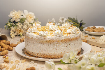 Cake with whipped cream