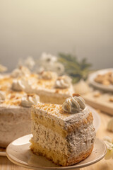 Nut cake with whipped cream