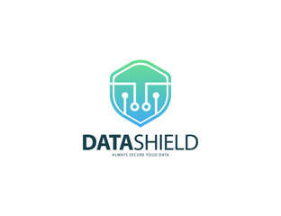 Data server shield logo or icon design for app. online shield guard logo