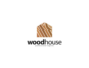 Wooden house simple minimalist logo design