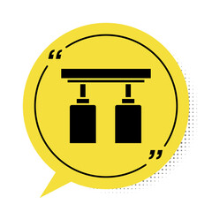 Obraz premium Black Led track lights and lamps with spotlights icon isolated on white background. Yellow speech bubble symbol. Vector