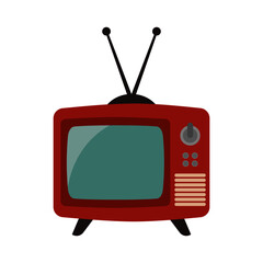 Vector of a red retro television with antennas