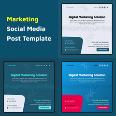 Digital Marketing Social Media Post Template Design with graphic Elements and Facebook, Twitter, Instagram, Linkedin Creative Post design