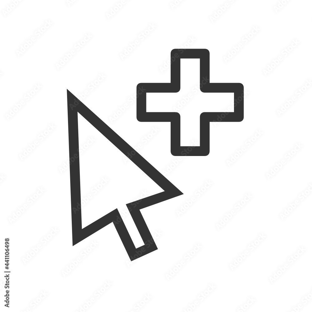 Poster arrow add cursor outline icon