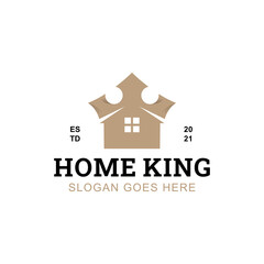 luxury real estate or property logo of golden home king symbol for rich man's house, professional building architecture