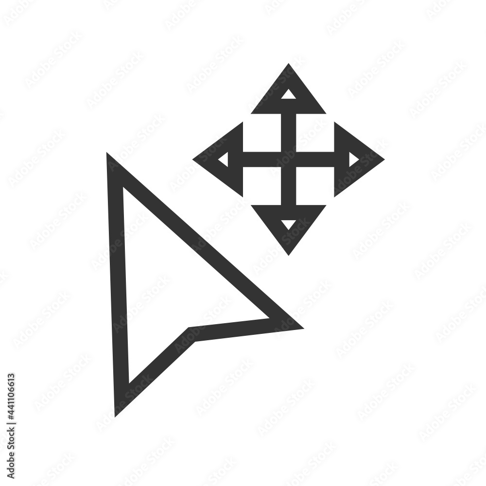 Poster arrow move cursor outline icon