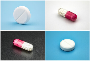 Health care concept: pills, drugs and syringes.