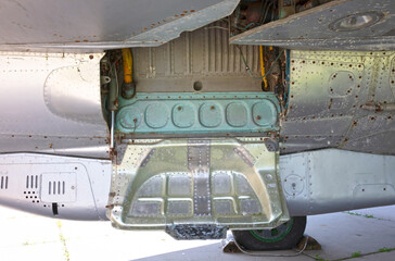Wheel well of an old fighter jet