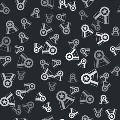 Grey Medal icon isolated seamless pattern on black background. Winner symbol. Vector