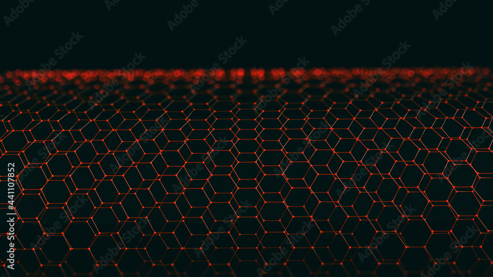 Poster high technologies, internet, blockchain, big data. digital contacts network, 3d illustration of poly