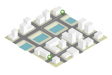 Isometric 3d city delivery van. Cargo truck transportation route, Fast delivery logistic 3d carrier transport, flat isometry city freight car infographic. Low poly style isometry vehicle truck town