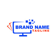 computer technology logo vector design creative idea modern