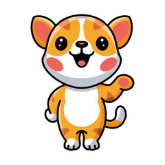 Obraz na płótnie Canvas Cute little orange cat cartoon presenting