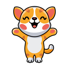 Fototapeta premium Cute happy little orange cat cartoon