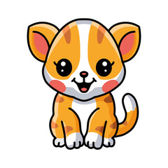 Cute little orange cat cartoon sitting