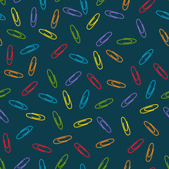 Fototapeta premium Vector seamless repeating pattern for school or office with paper clips. Colorful pattern for notepad
