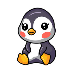 Cute little baby penguin cartoon sitting