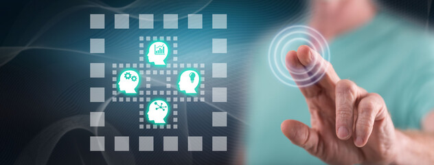 Man touching a business optimization concept