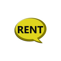 Speech bubble symbol rent icon isolated on white background