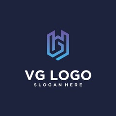design template, abstract minimalist v.g letter initial logo in trendy style